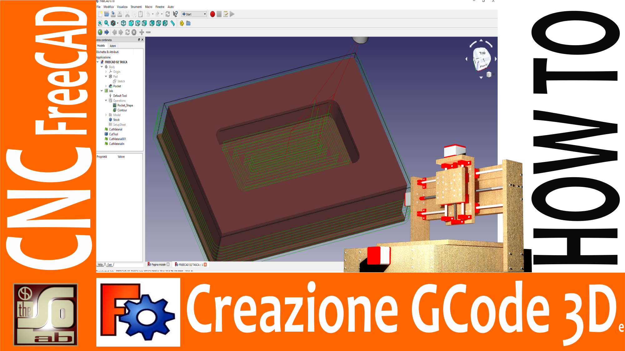CNC Creazione lavorazione 3d con software opensource Freecad - Creazione tasca