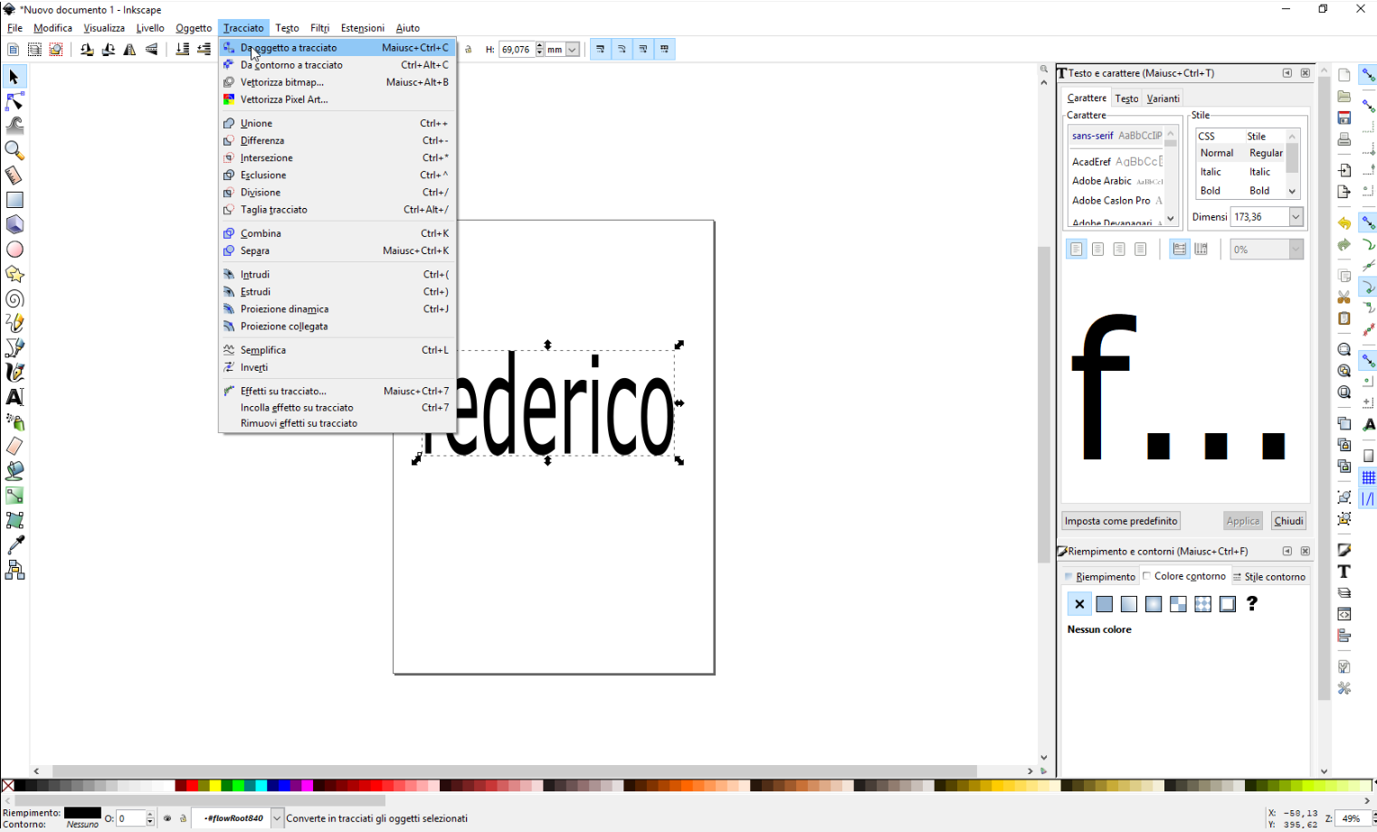 Creazione gcode con inkscape scritta unita