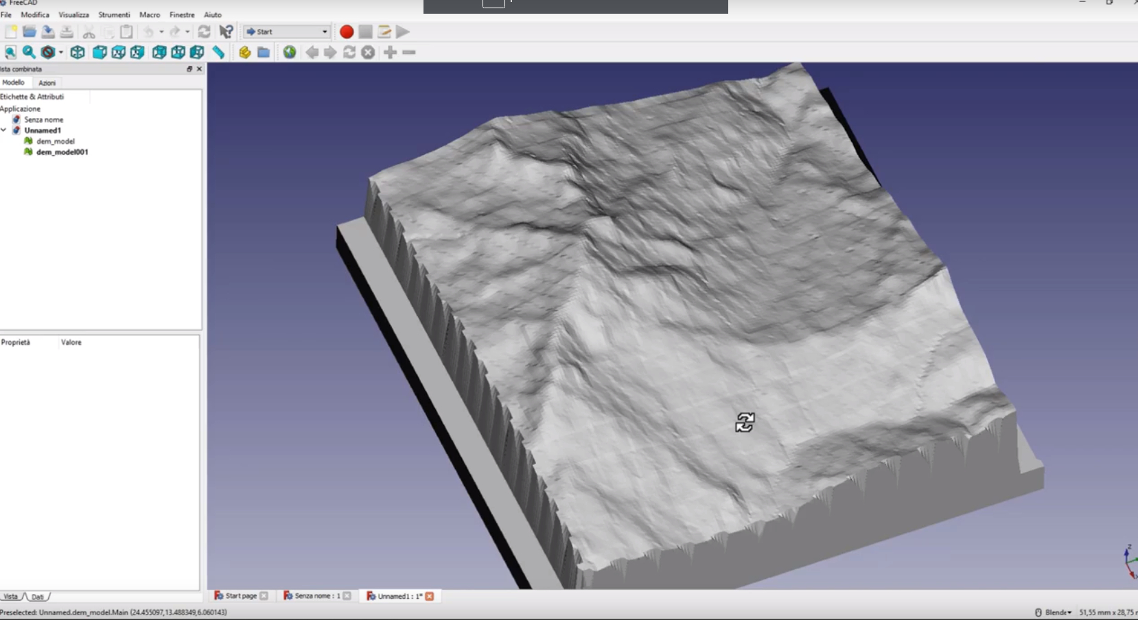 Tutorial FreeCAD - Come creare un modello 3d del terreno in formato stl per cnc e stampa 3d il modello 3d in FreeCAD