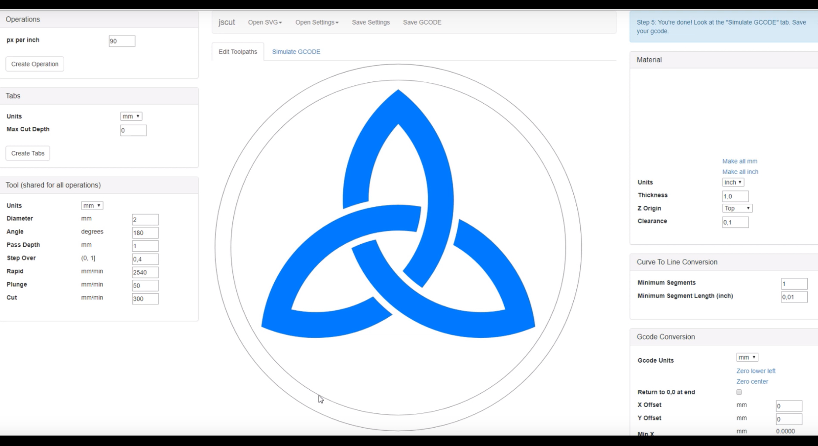 Tutorial FreeCAD - Come generare il GCode con software libero JSCut - Ciondolo celtico i percorsi