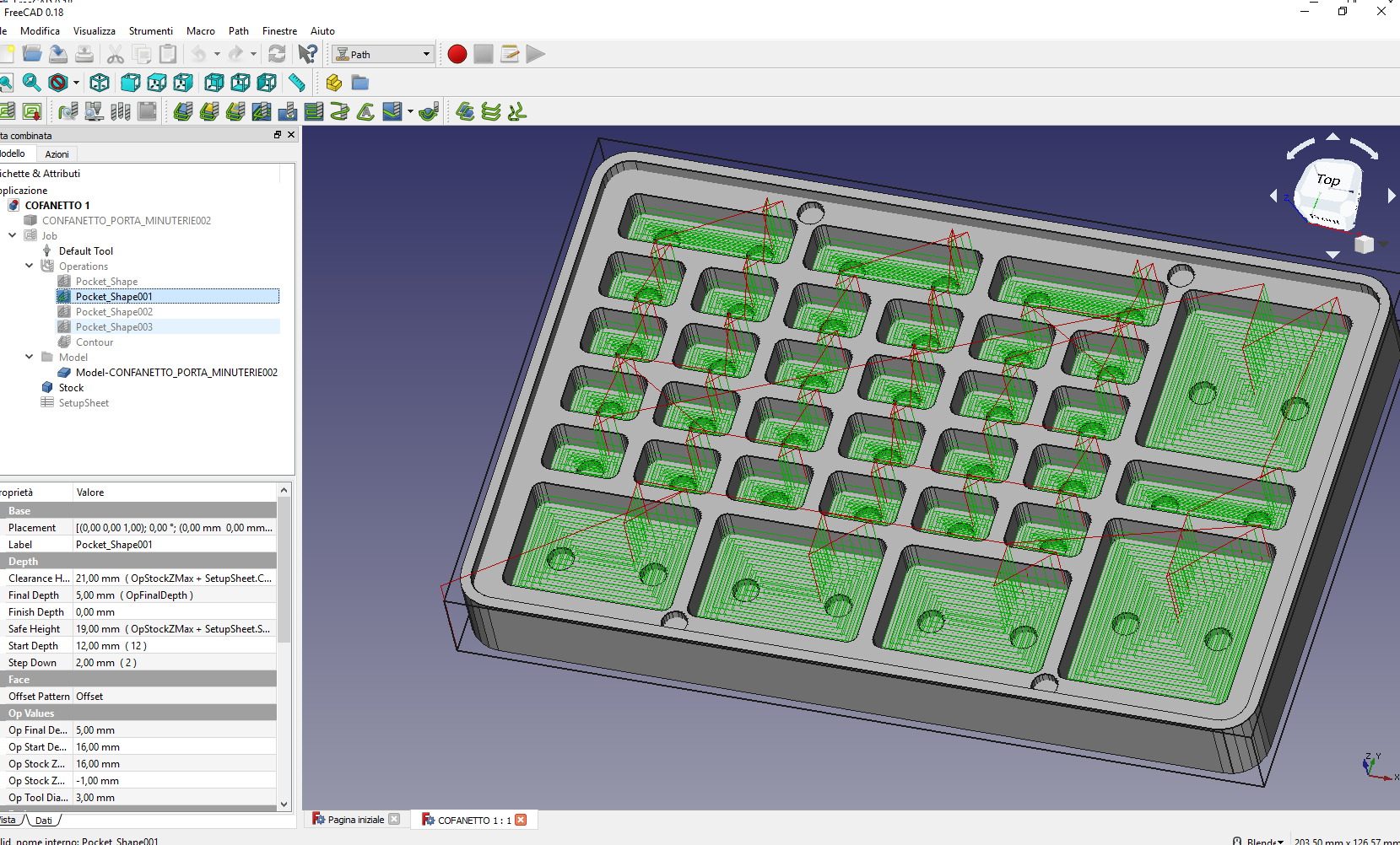 FreeCAD - Pocket per realizzazione tasca