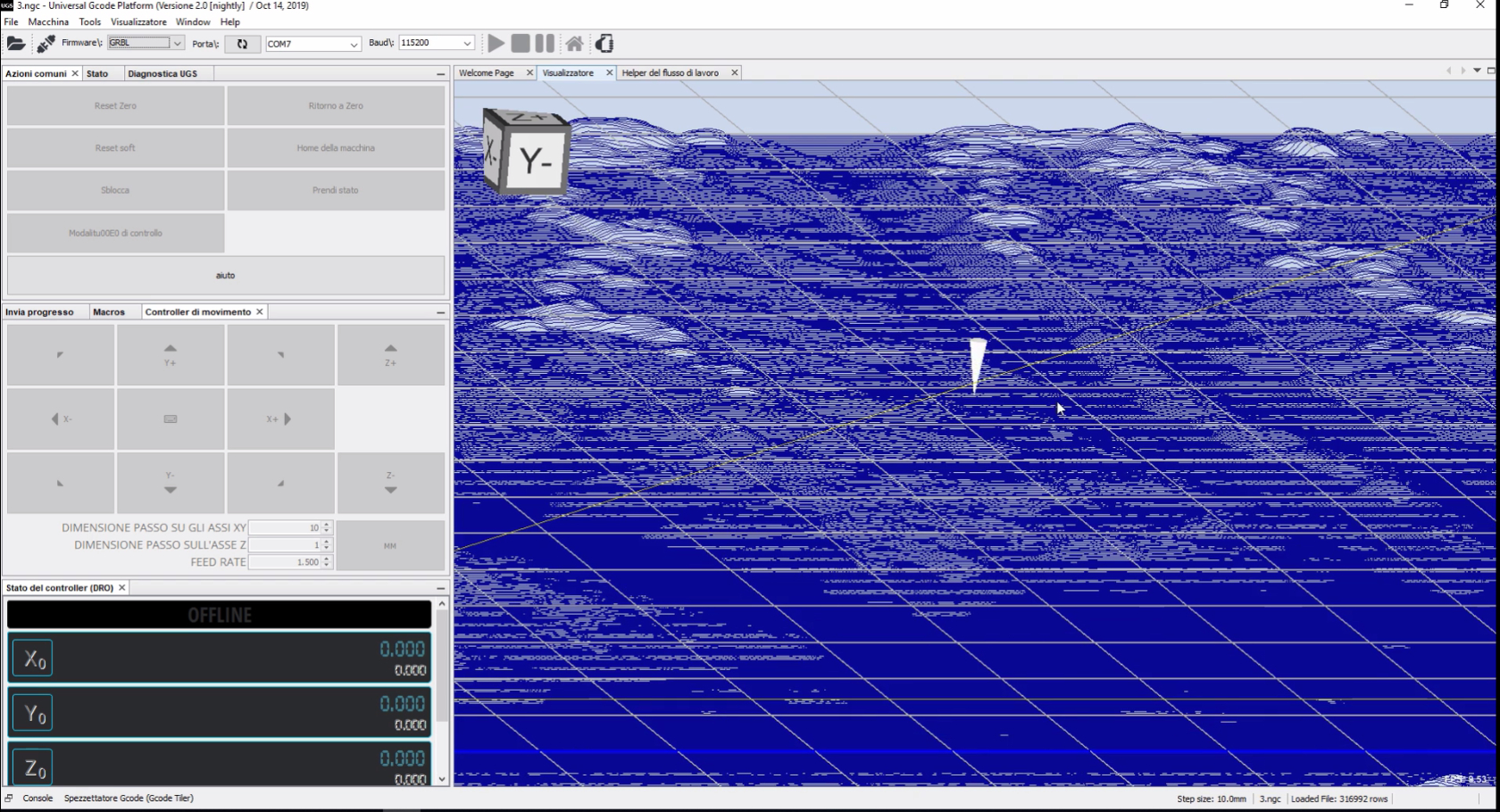 DMAP2GCODE anteprima con ugs del 3d terreno