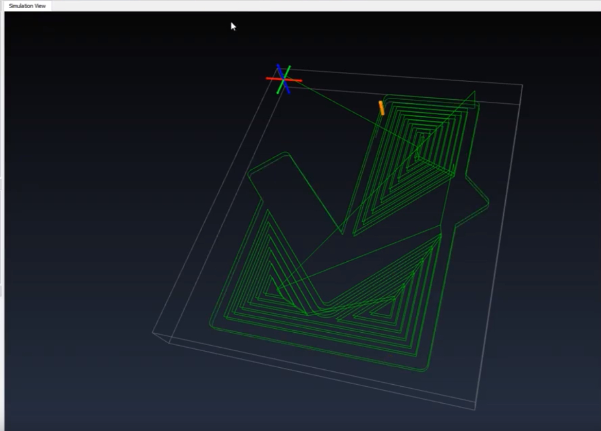 CAMotics Modello 3d Squadretta Cerca Centro