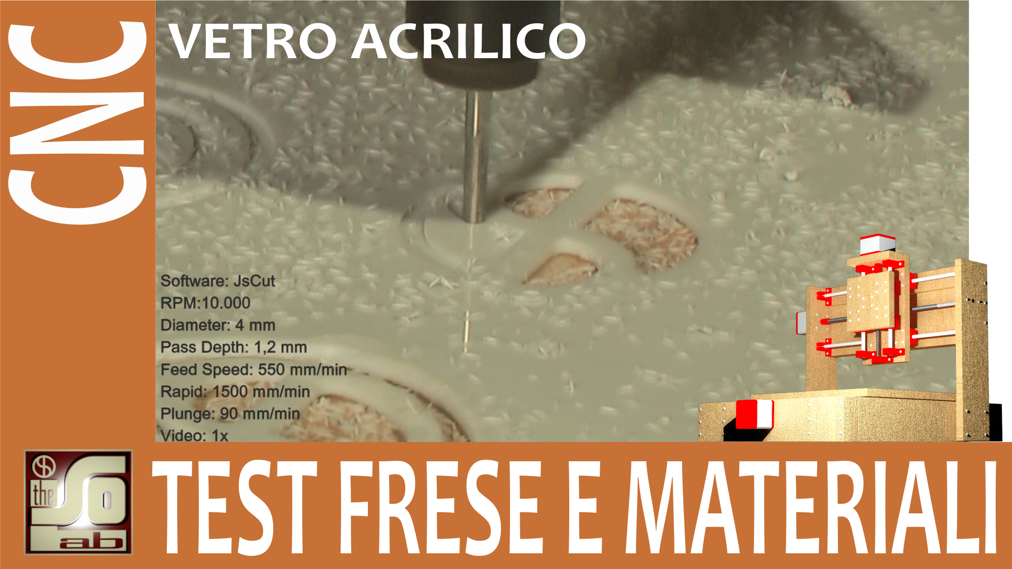 cnc tutorial - test frese e materiali - vetro acrilico