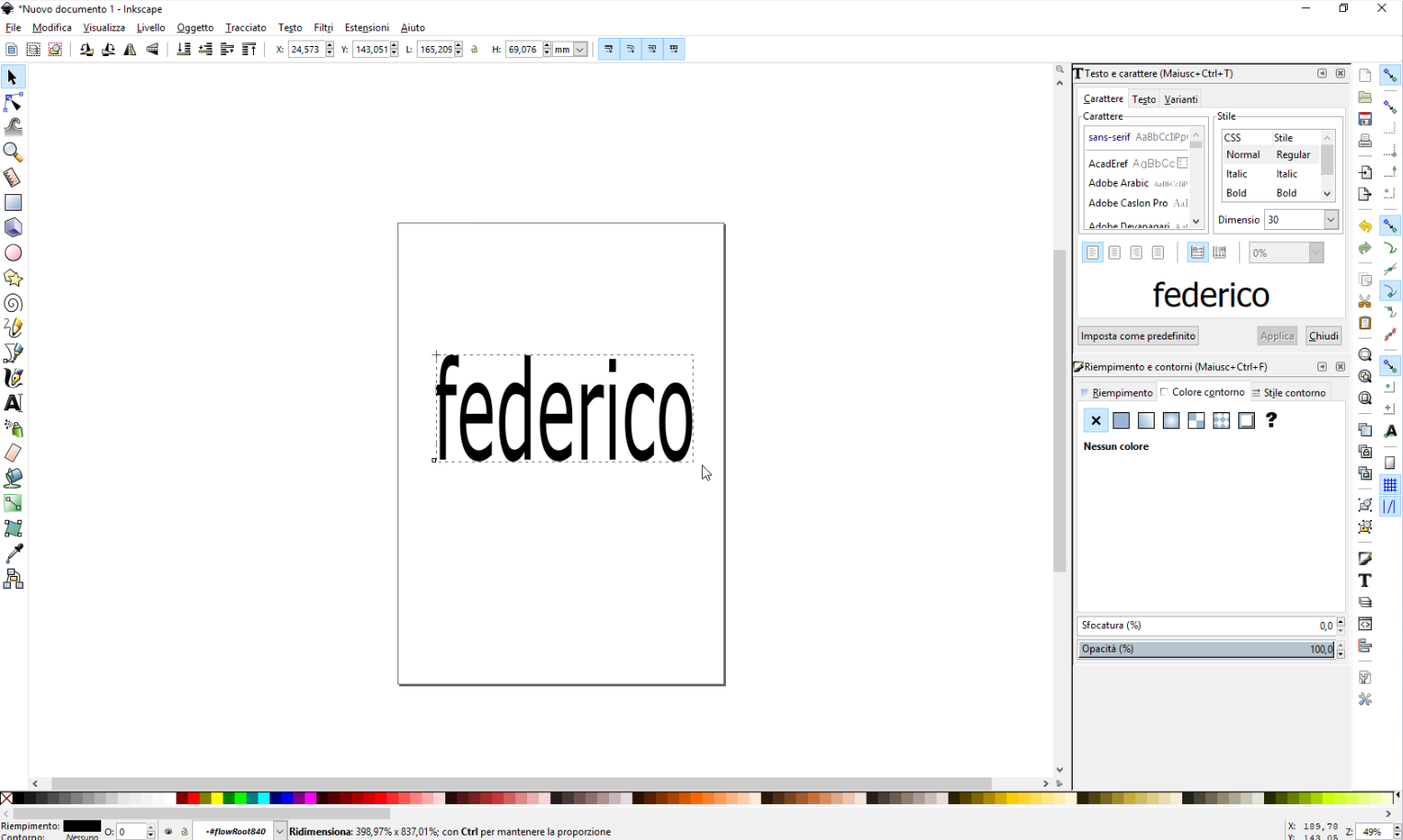 Creazione gcode con inkscape scritta unita